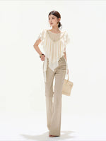 Gray V-Waist Slimming Flare Pants