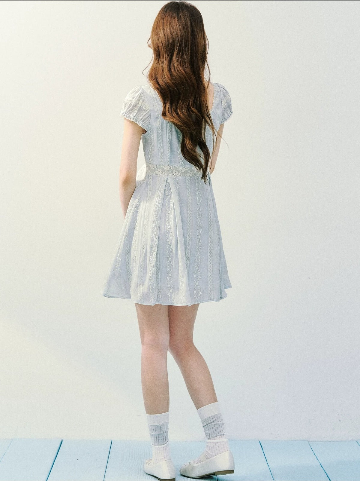 Embroidered Lace V-Neck Dress