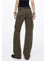 Y2K Olive Flare Cargo Pants