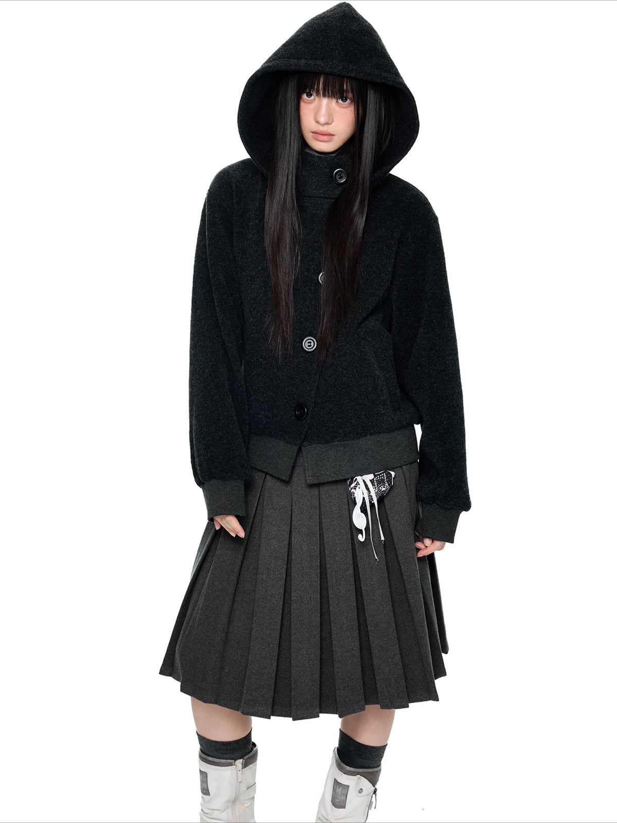 Hooded Wool Blend Jacket