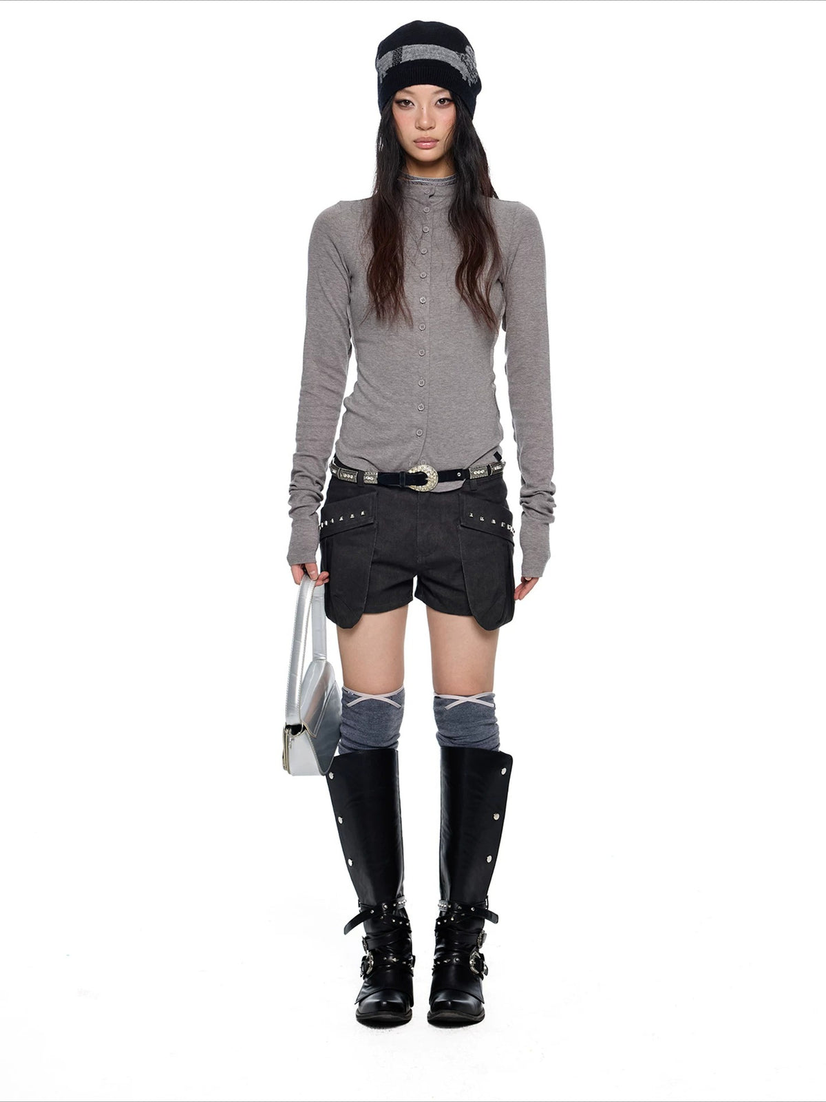 Slim Pleated Long Sleeve Top