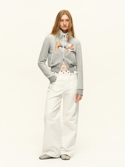 Puppy Print Cropped Hoodie