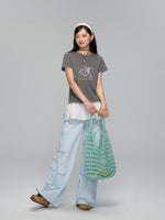 Key Print Contrast-Edge T-shirt