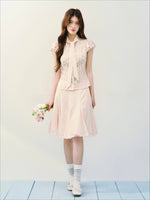 Silk Tie Blouse & Skirt Set