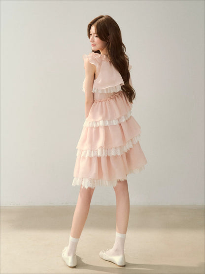 Tiered Lace Bow Dress