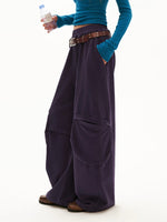 Washed Cotton Wide Leg Sweatpants