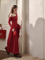 Berry Glaze Off-Shoulder Knit Maxi Dress