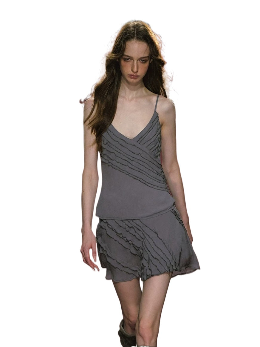 Ruffled Camisole Top &amp; Midi Skirt Set