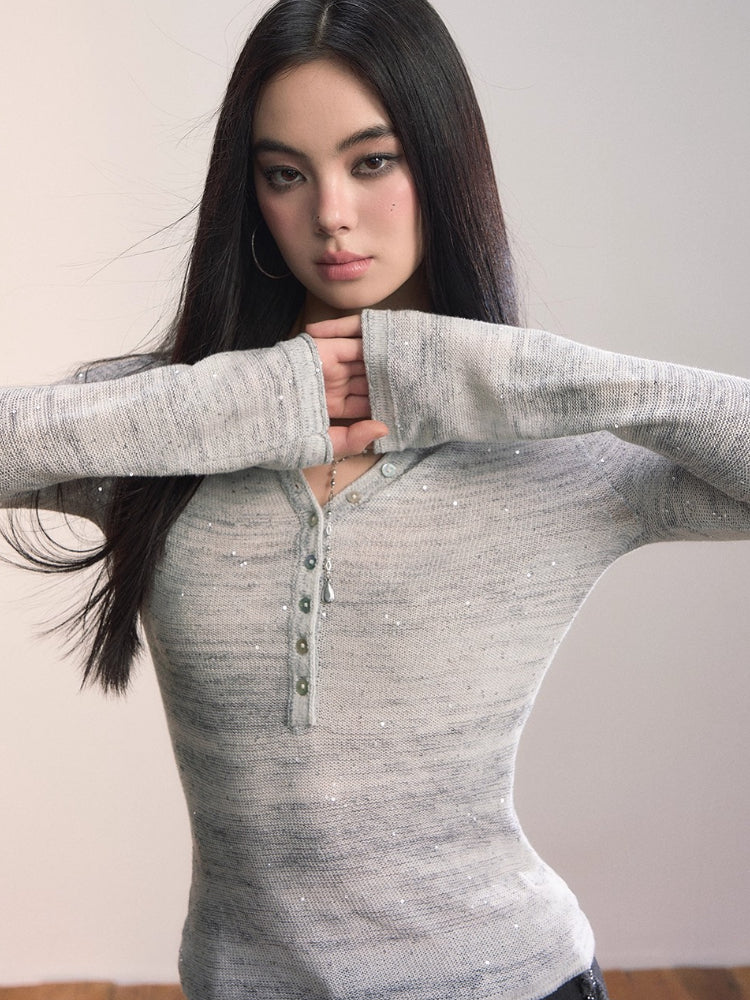 Sparkle Henley Knit Top