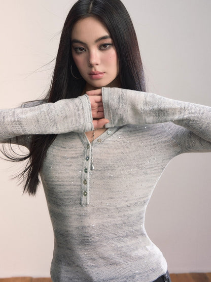 Sparkle Henley Knit Top