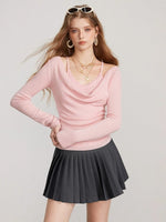 Layered Cowl Neck Knit Sweater