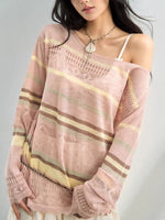 Stripe Openwork Knit Sweater