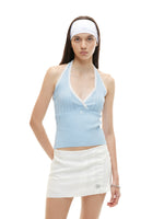 Pleated Halter Knit Tank