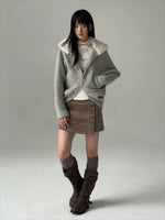 Gray Hooded Wool-Blend Coat