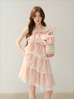 Tiered Lace Bow Dress