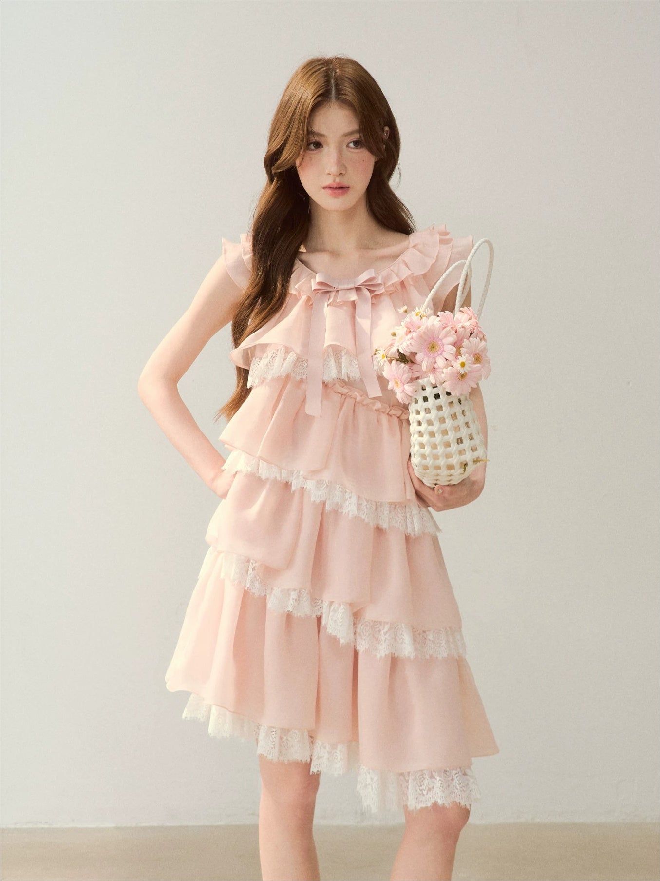 Tiered Lace Bow Dress