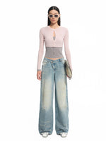 Fake Two-piece Layered Contrast-color Top