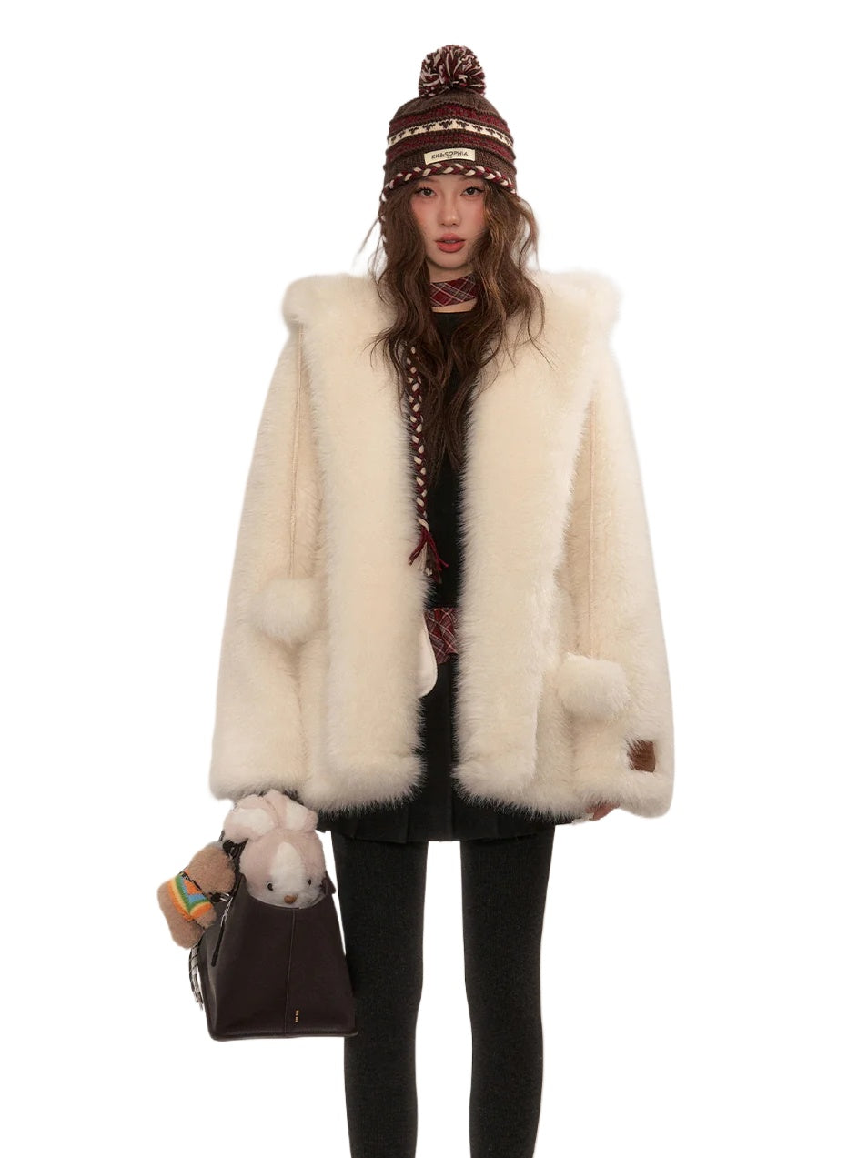 Short Hooded Faux Fur Coat