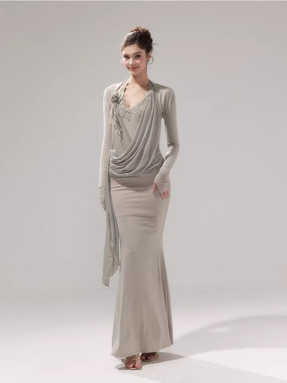 Draped Knit Mesh Set