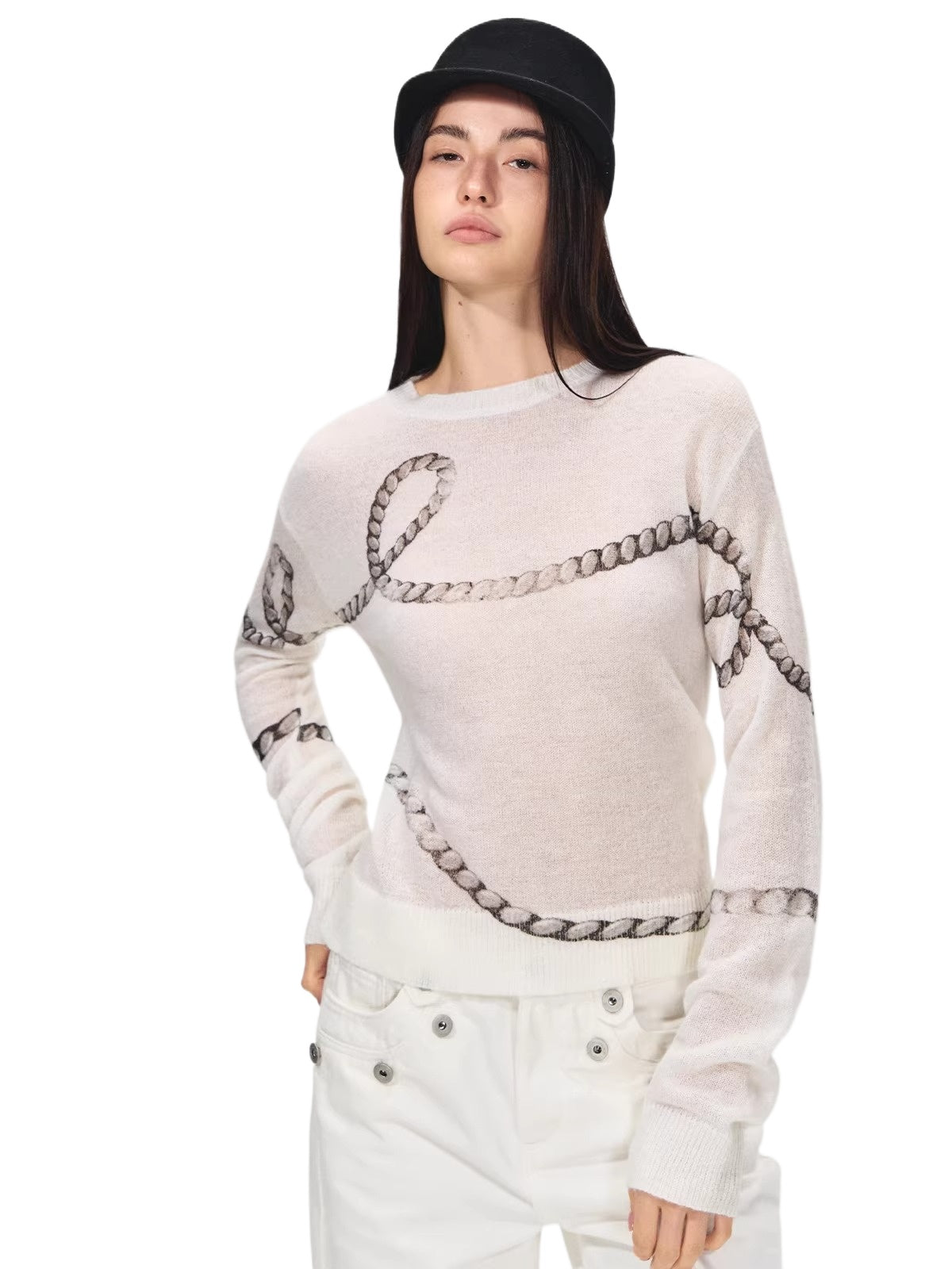 Mohair Wool Layered Knit Sweater