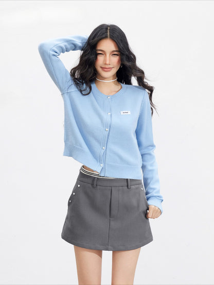 Blue &amp; Yellow Rolled Hem Knit Cardigan