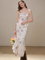 Cosagach Pearl Satin Embroidered Camisole & Skirt Set