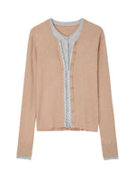 Layered Lace Trim Knit Cardigan