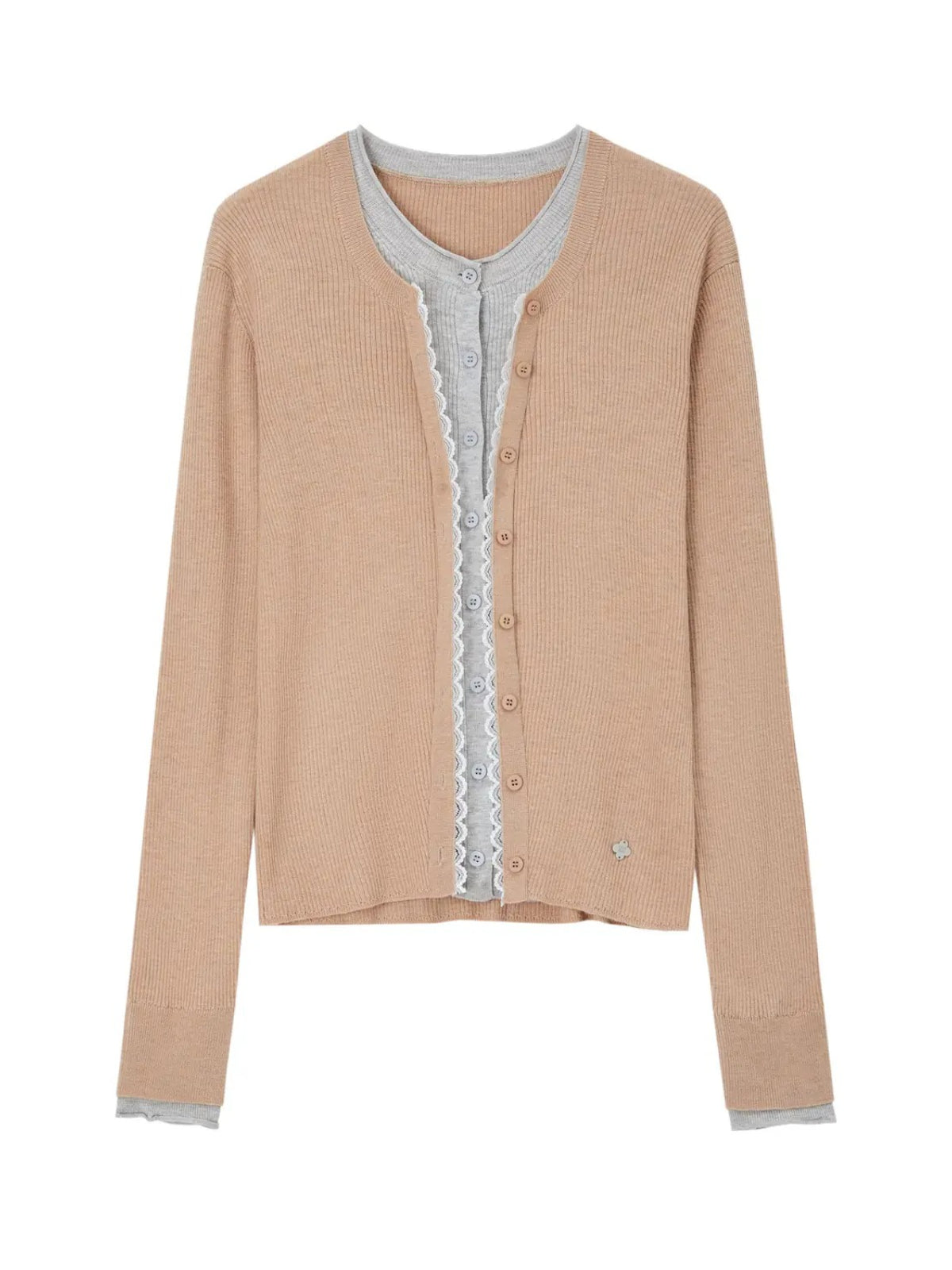 Layered Lace Trim Knit Cardigan