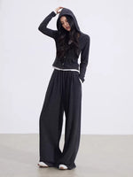 Deep Gray Hooded Sweatshirt Set