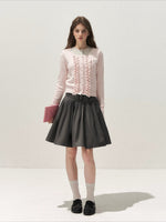 Ruffle Trim Vintage Knit Sweater