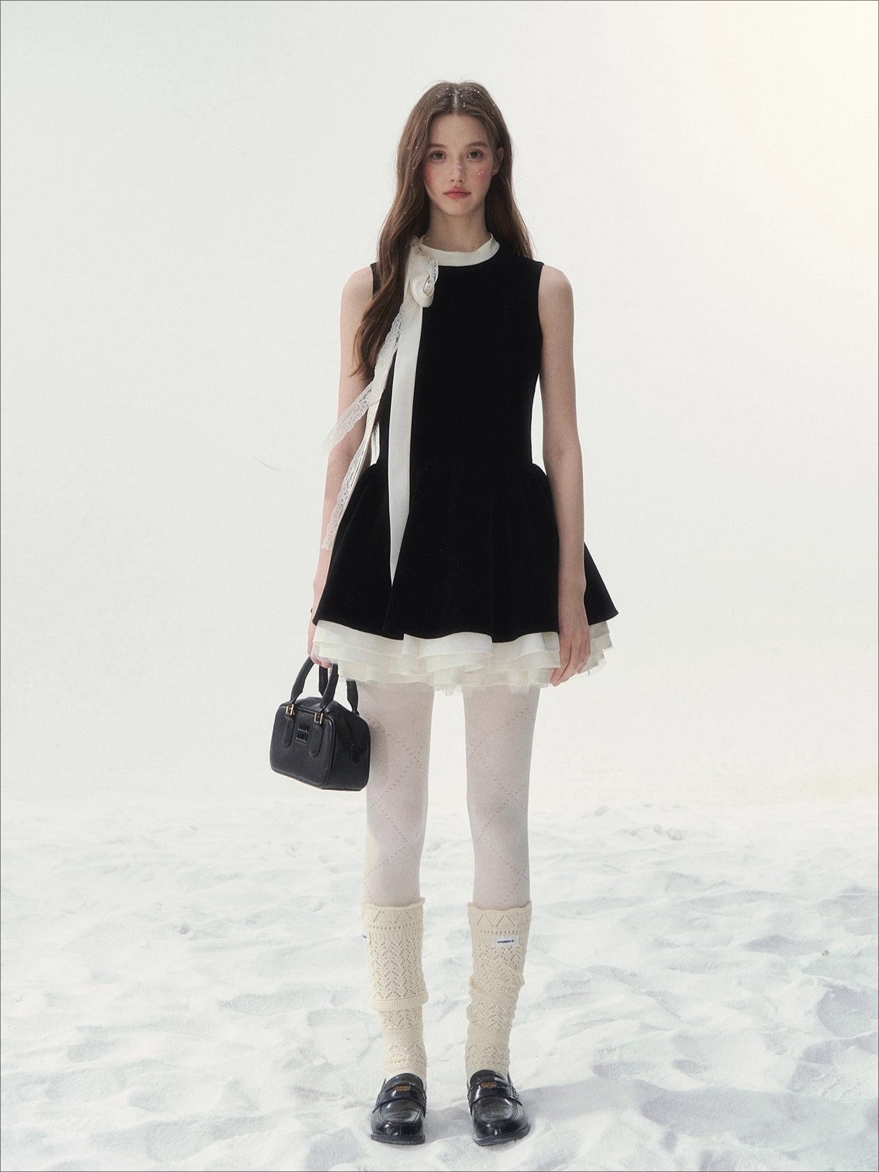 Black Velvet Bow Mini Dress