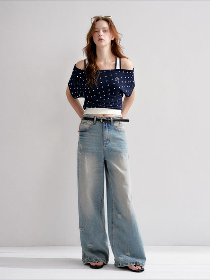 Polka Dot Contrast Top