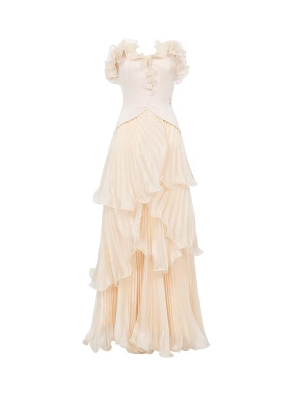 Venetian Pleated Maxi Dress