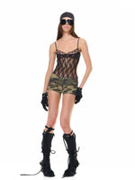 Camo Lace Layered Shorts