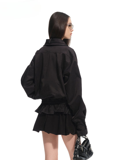 Fine Twill Wrinkle-Resistant Hem Pleated Silhouette Coat