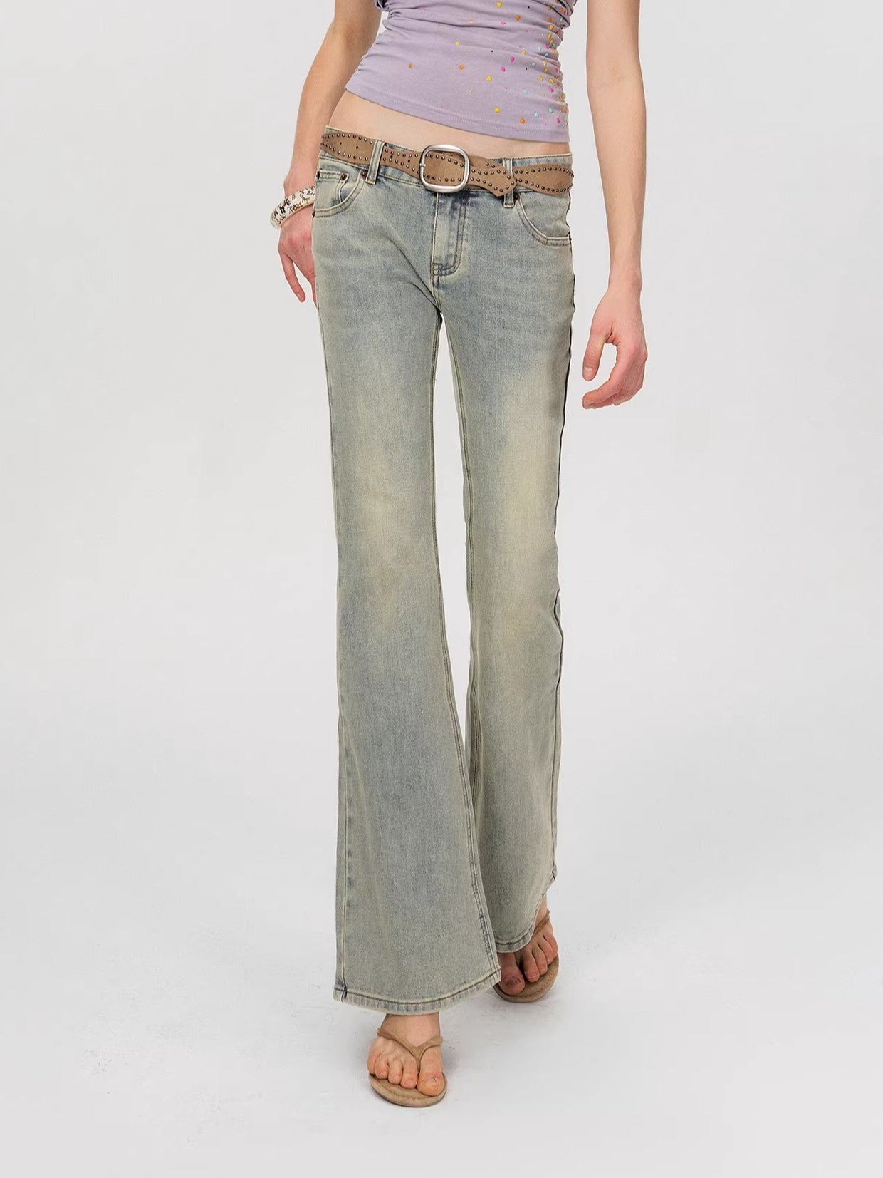 Blue Washed Flare Jeans