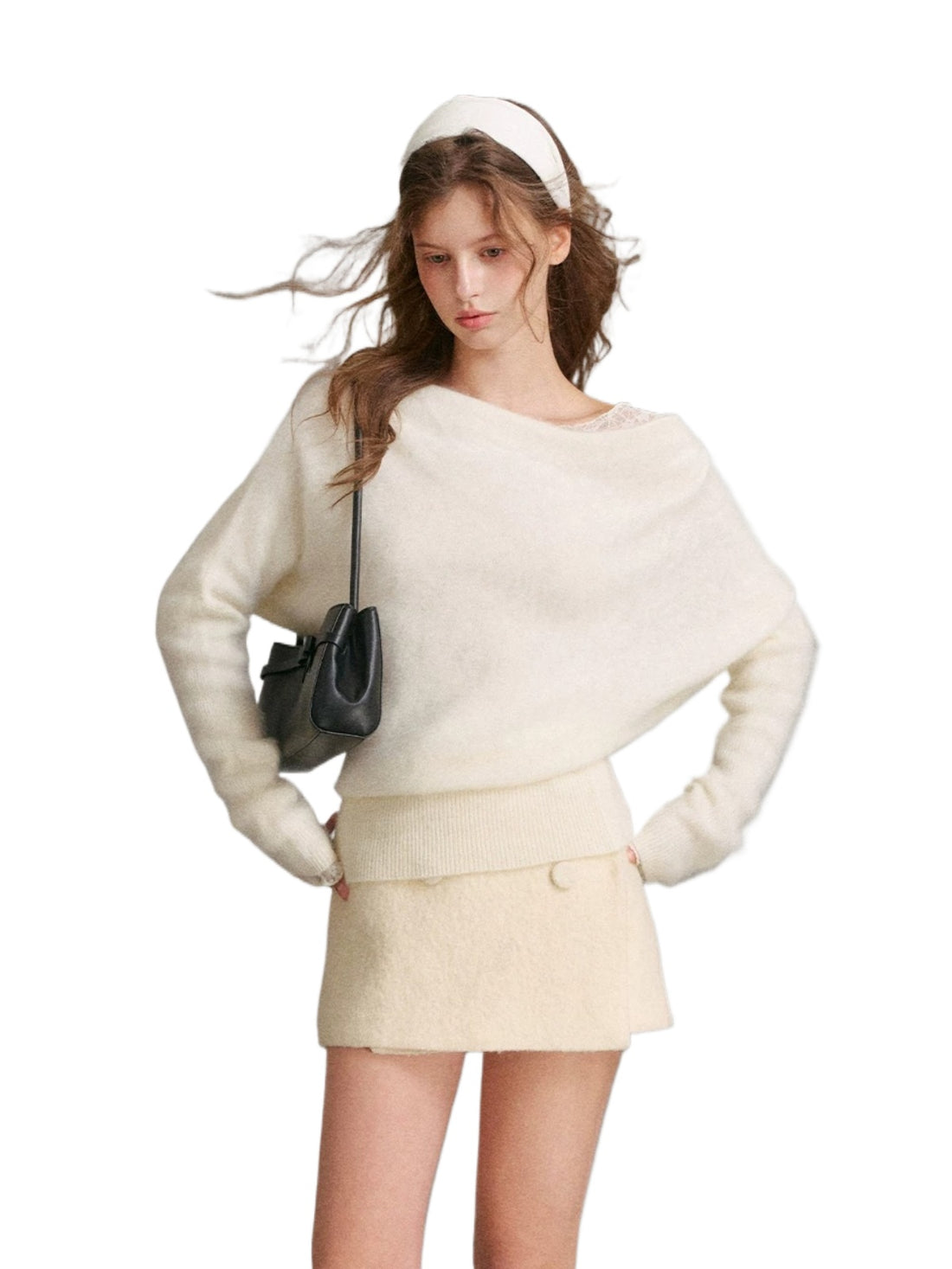 Cashmere Wool Lace Layered Sweater Set