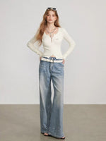 Lace Panel Ribbed Knit Sweater Top
