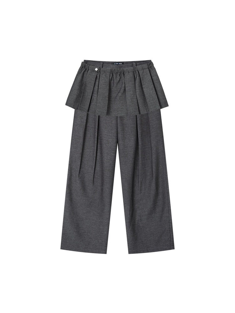 Detachable Pleated Layered Pants Set