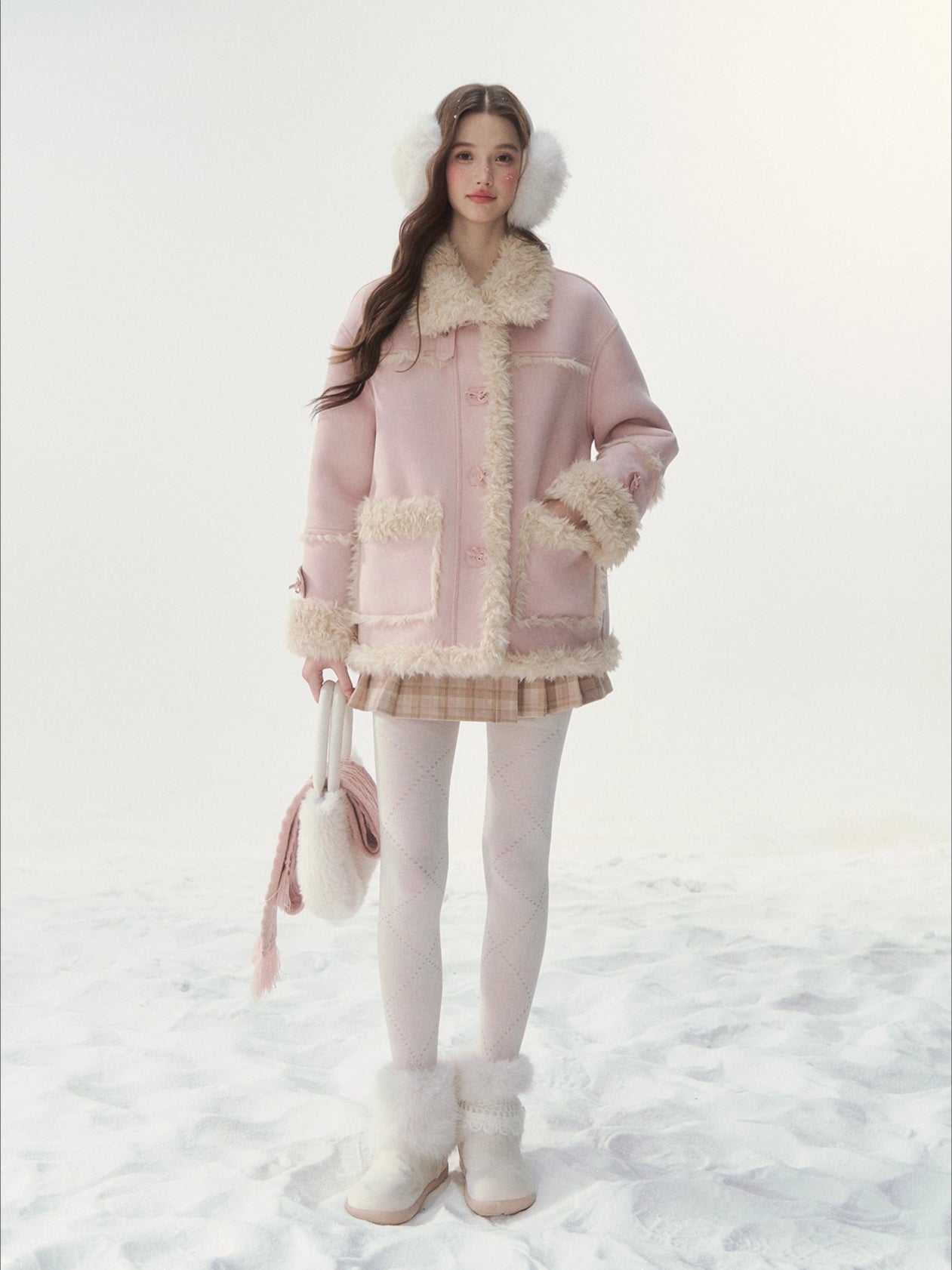Pink &amp; Blue Reversible Faux Shearling Coat