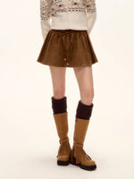 Suede Beaded Mini Skirt
