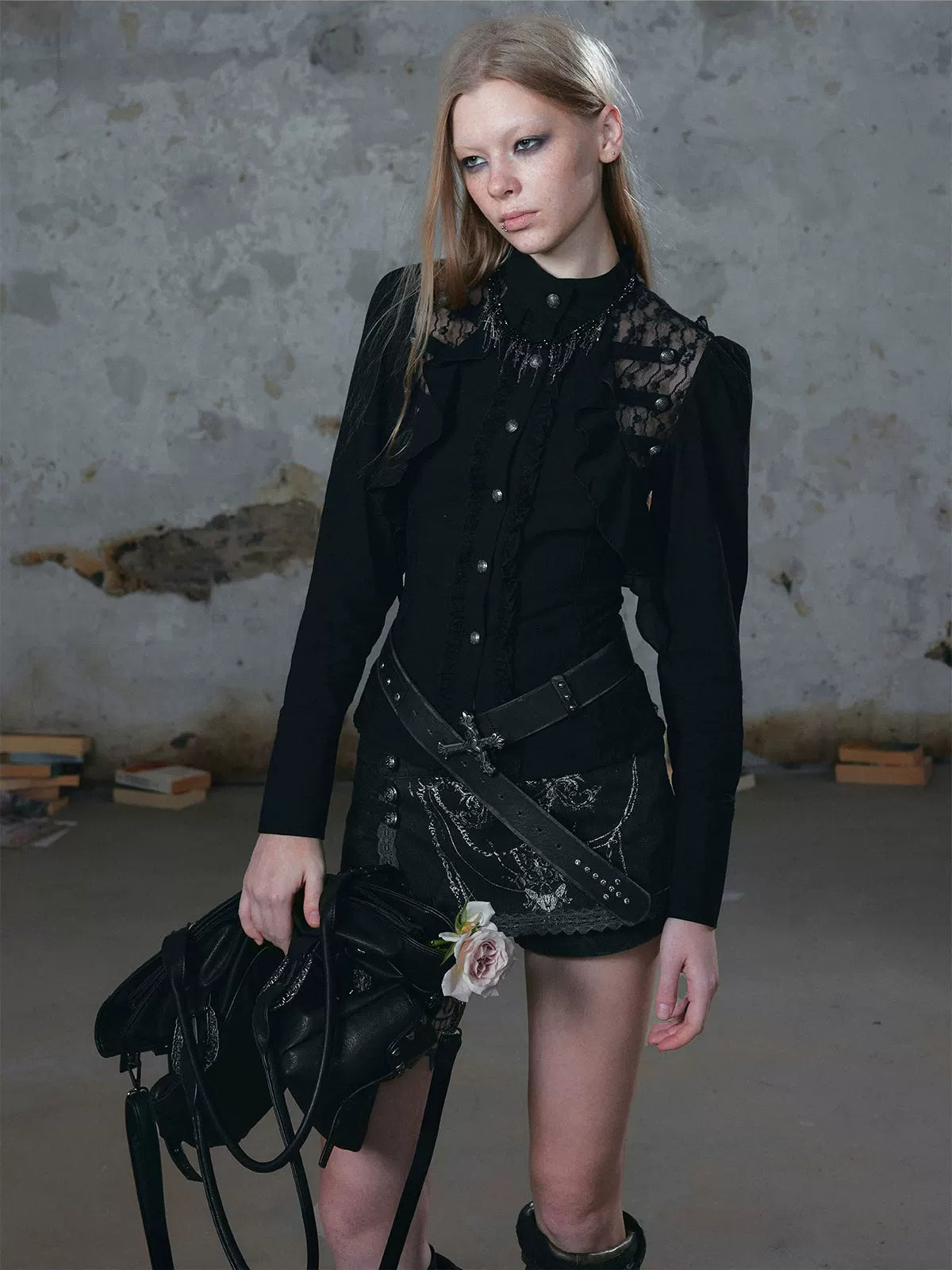 Napoleon Lace Ruffle Waist Shirt