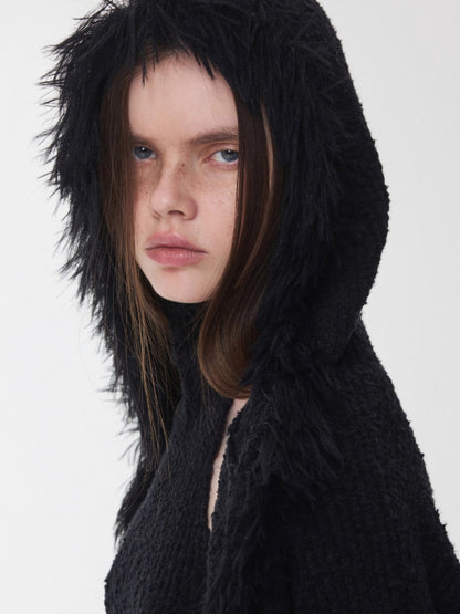 Hooded Faux Fur Knit Set