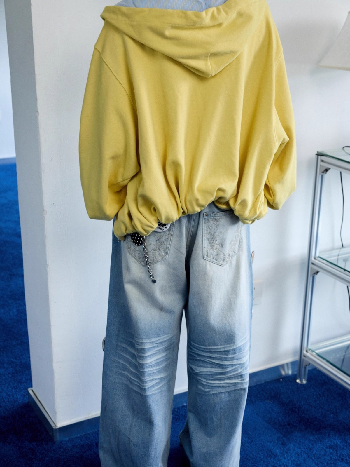 Oversized Star Panel Balloon Hem Hoodie