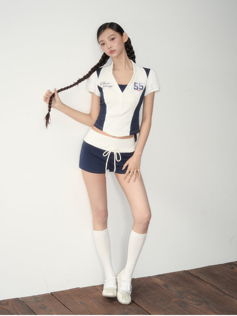 White Jersey-Style Polo &amp; Shorts Set