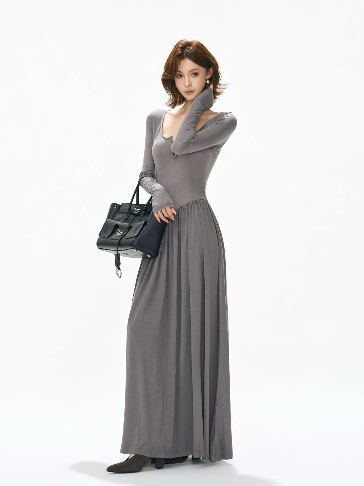 Square Neck Slim Maxi Dress