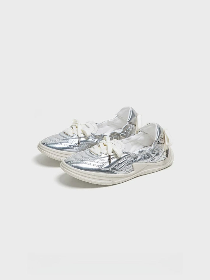Silvery Ballet Bow Flats