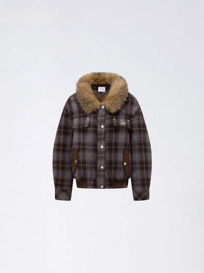 Wool Blend Check Padded Jacket