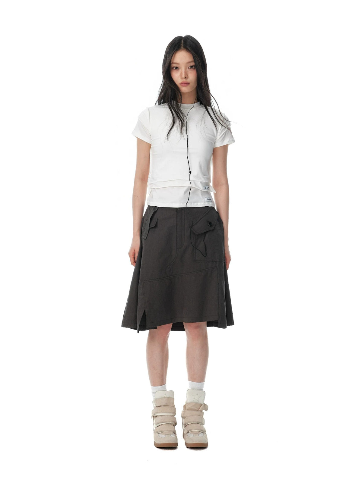 Minimalist Ruched Back Zip T-Shirt