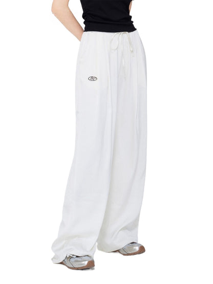 Ice Silk Pleated Wide-Leg Pants